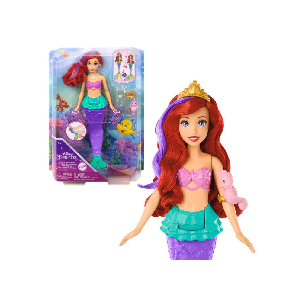 Mattel Disney Princess Swim & Splash Ariel Doll 33x15cm Kids 3y+