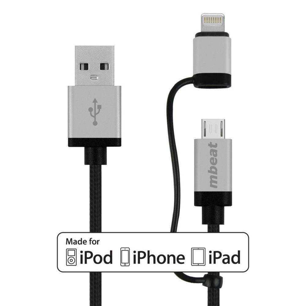 mbeat MFI Lightning to USB Lead w/ Micro USB Data