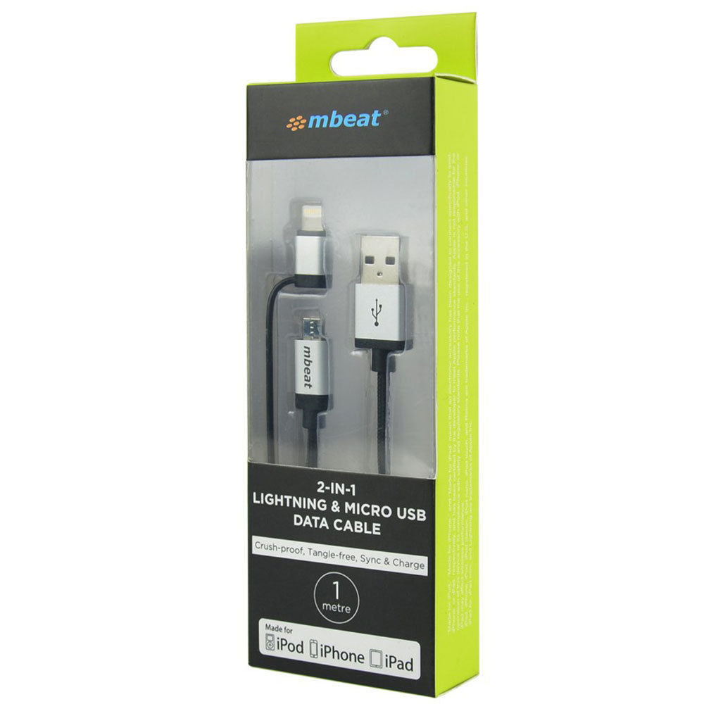 mbeat MFI Lightning to USB Lead w/ Micro USB Data