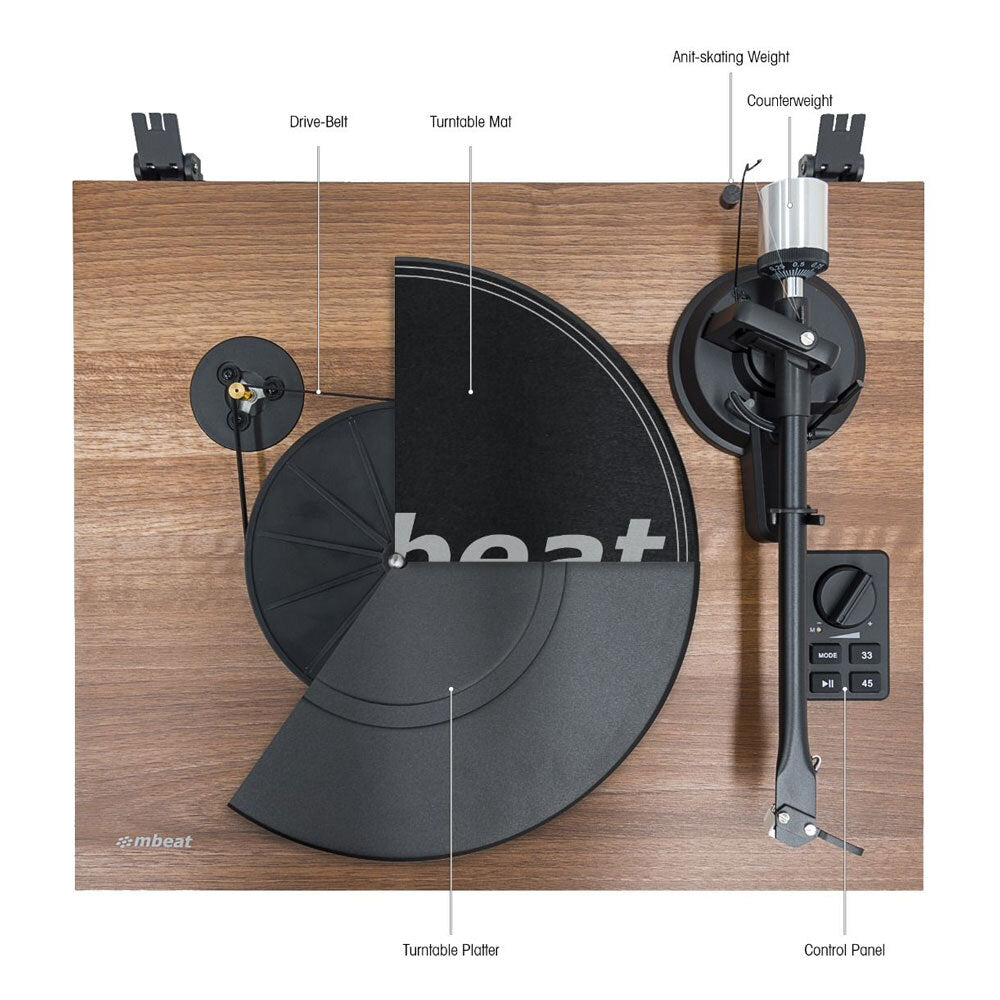 Mbeat MB-PT-28 Bluetooth Hi-Fi Turntable w/ Speakers