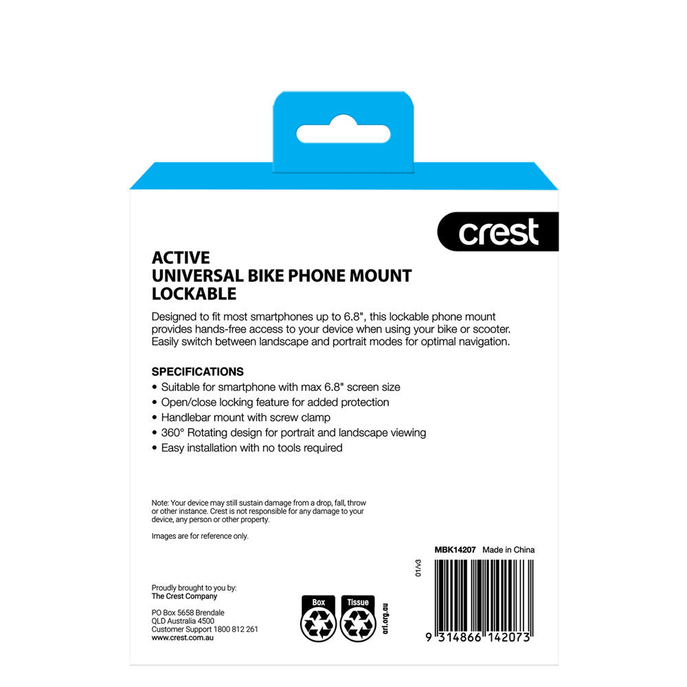 2PK Crest Lockable Handlebar Universal Bike Phone Mount