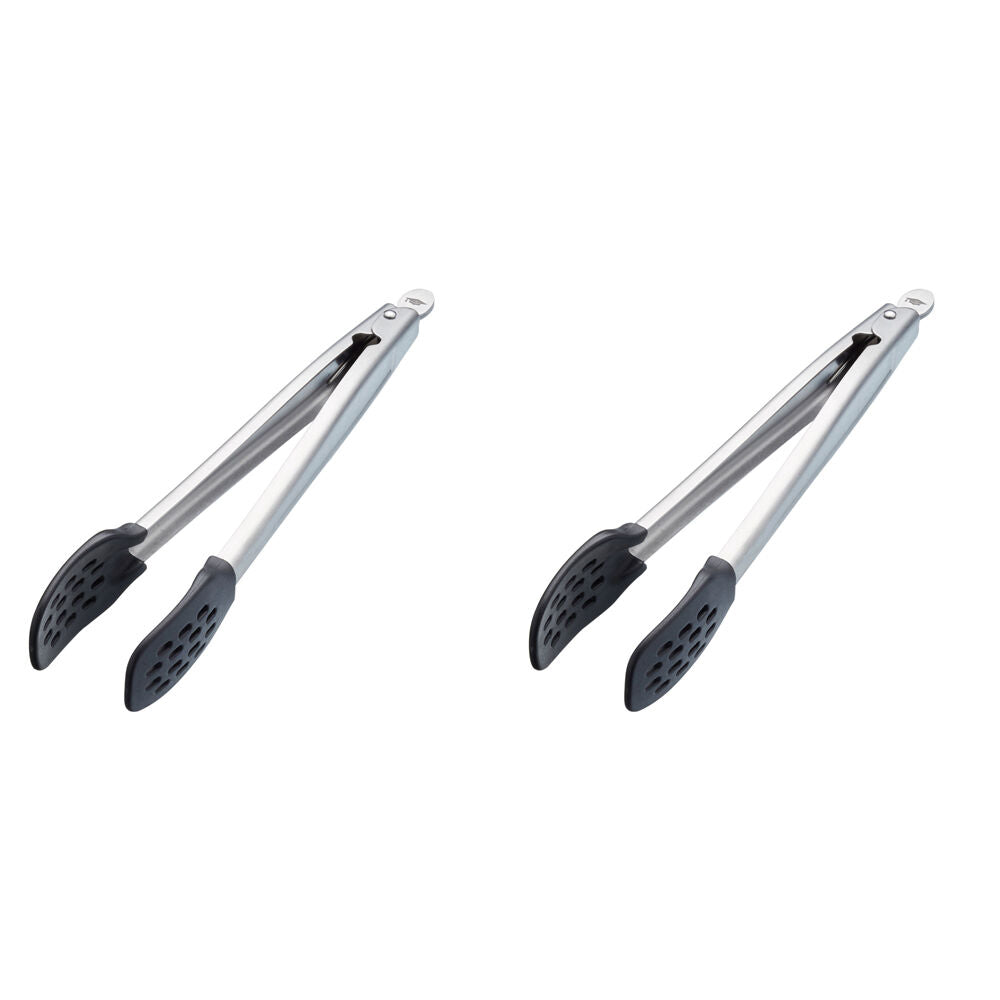 2PK Mastercraft Food Tongs Stainless Steel Handle Nylon Head Kitchen Utensil 28cm