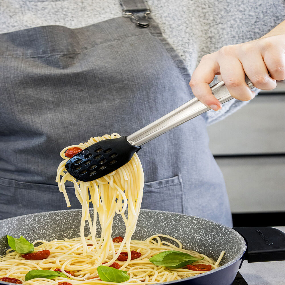 2PK Mastercraft Food Tongs Stainless Steel Handle Nylon Head Kitchen Utensil 28cm
