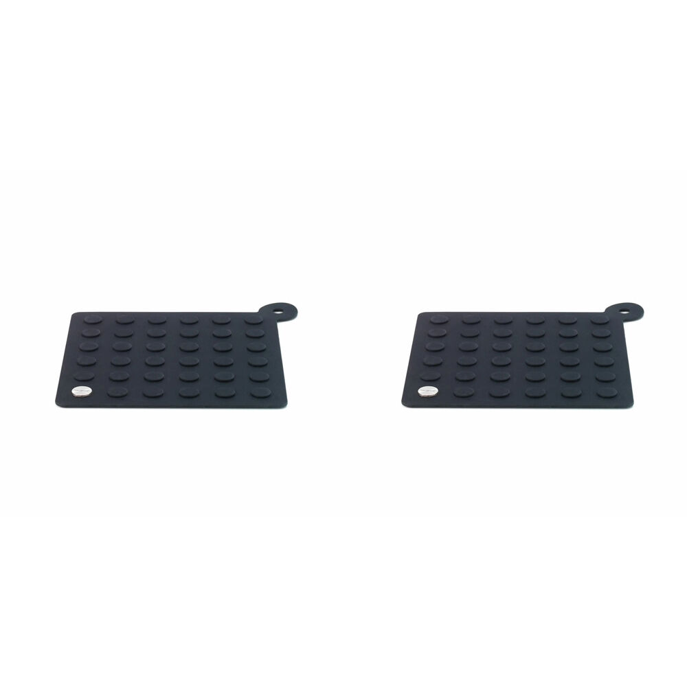 2PK Blomus Heat-Resistant Lap Silicone Coaster/Potholder Square 20x20cm Black