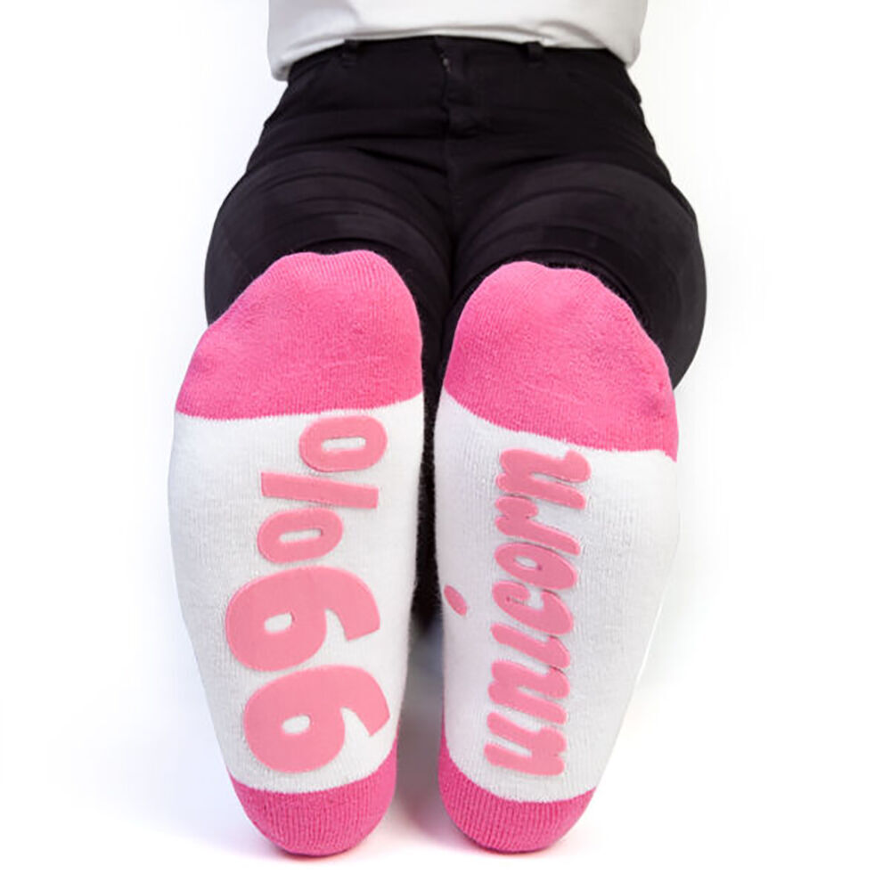4PK Feet Speak Unicorn Women's Casual Crew Socks White One-Size