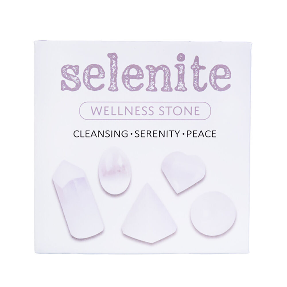 6PK Wishstone Gemstone Selenite Collection Wellness Stone White