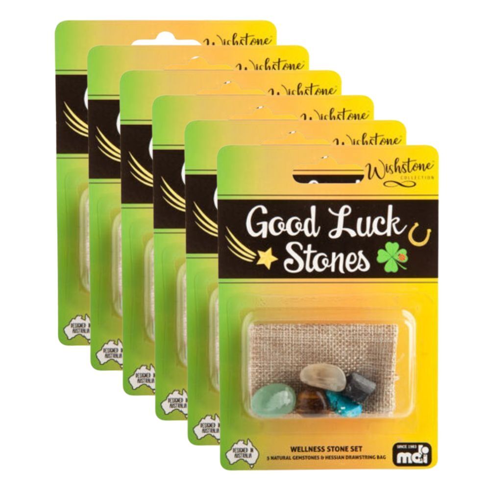 6PK Wishstone Gemstone Set Soothing Good Luck Wellness Spiritual Stone