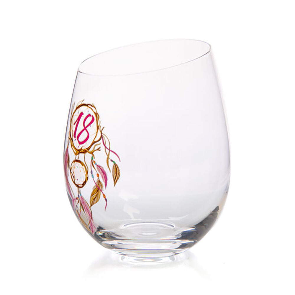 Tallulah Bevel Stemless Wine Glass Drinkware Dreamcatcher 18th Birthday