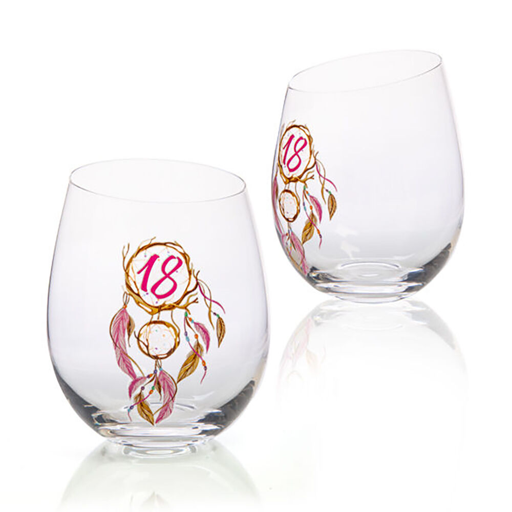 Tallulah Bevel Stemless Wine Glass Drinkware Dreamcatcher 18th Birthday