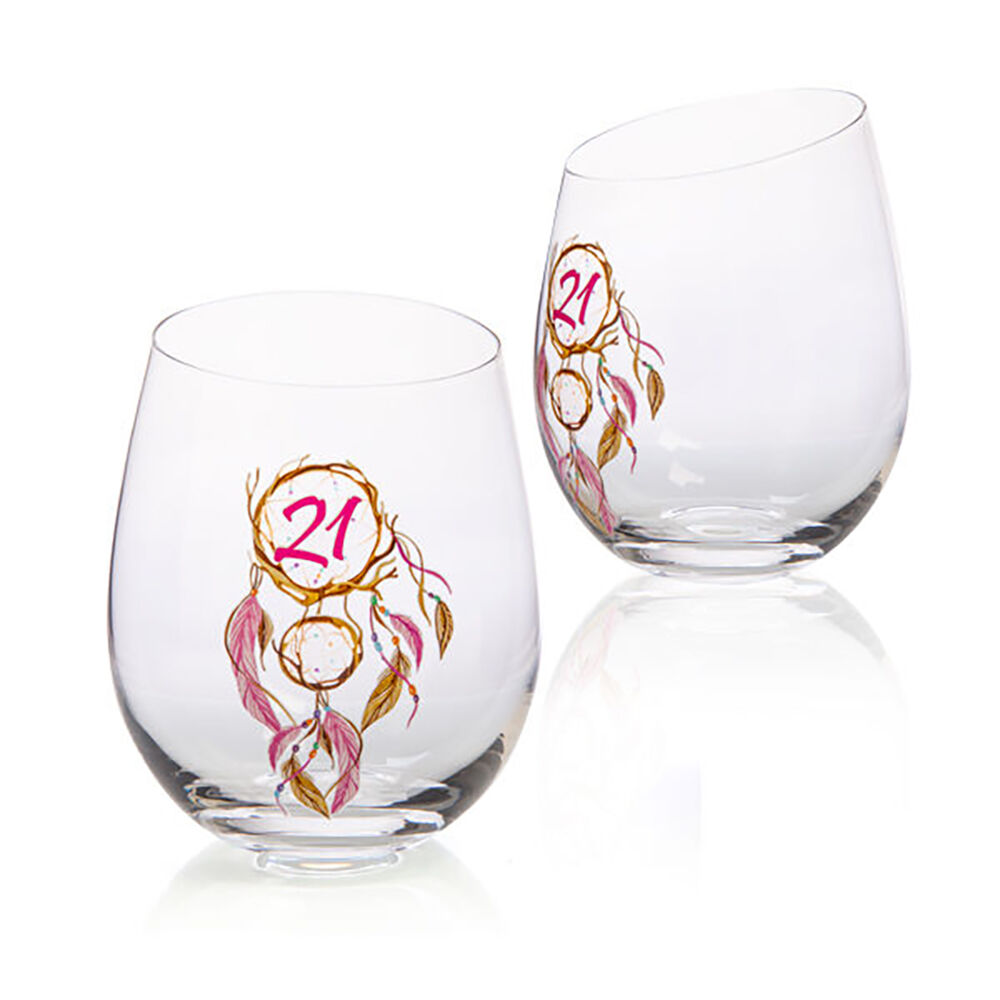 Tallulah Bevel Stemless Wine Glass Drinkware Dreamcatcher 21st Birthday
