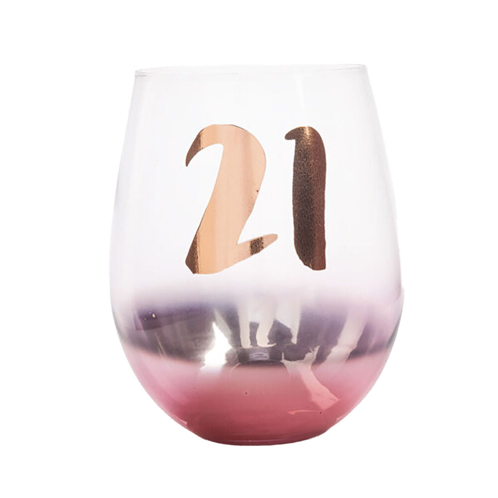 Tallulah Blush Stemless Wine Glass Drinkware Clear - 21st Birthday