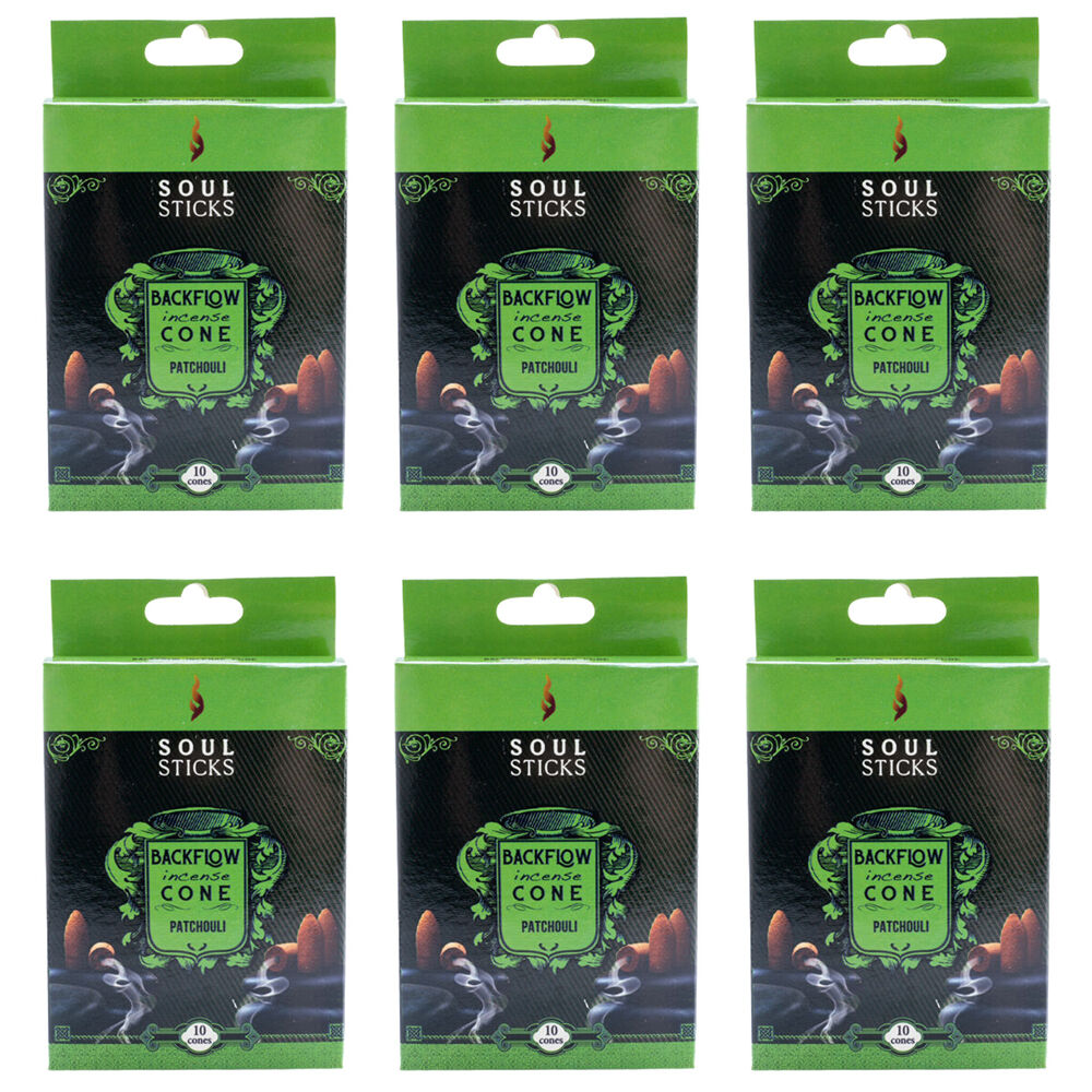 6x 10pc Wild Scents Soul Sticks Backflow Incense Cones - Patchouli