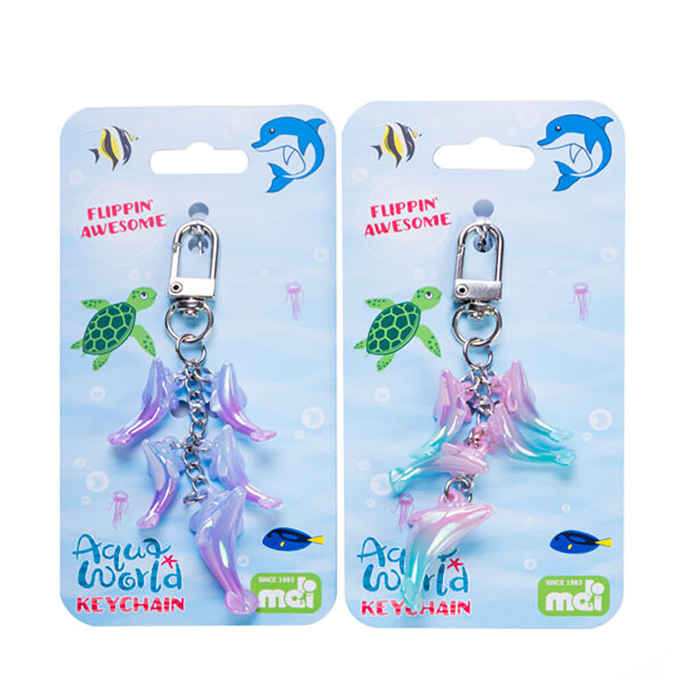 12PK Aquaworld Keychain Dolphin Ocean Animal Bag Charm 9.6x3.2cm Assorted