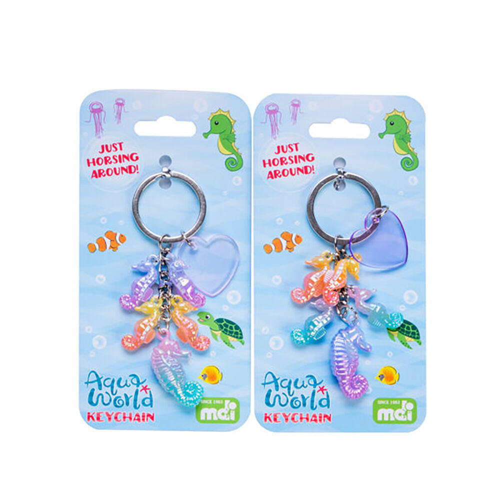 8PK Aquaworld Keychain Seahorse Ocean Animal Mini Bag Charm 9.8x2.1cm Assorted