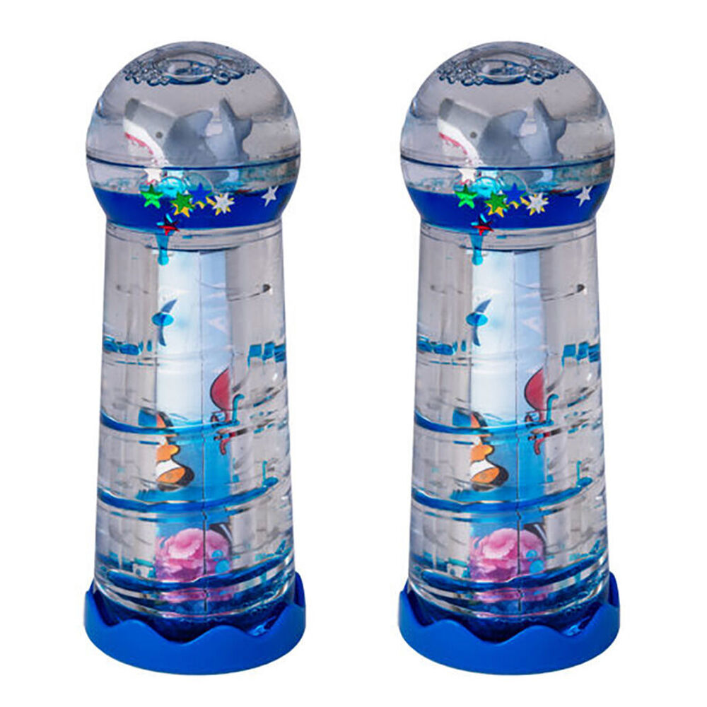 2PK Shark Bay Liquid Timer Kaleidoscope Shark Sensory Motion Toy 5x13cm