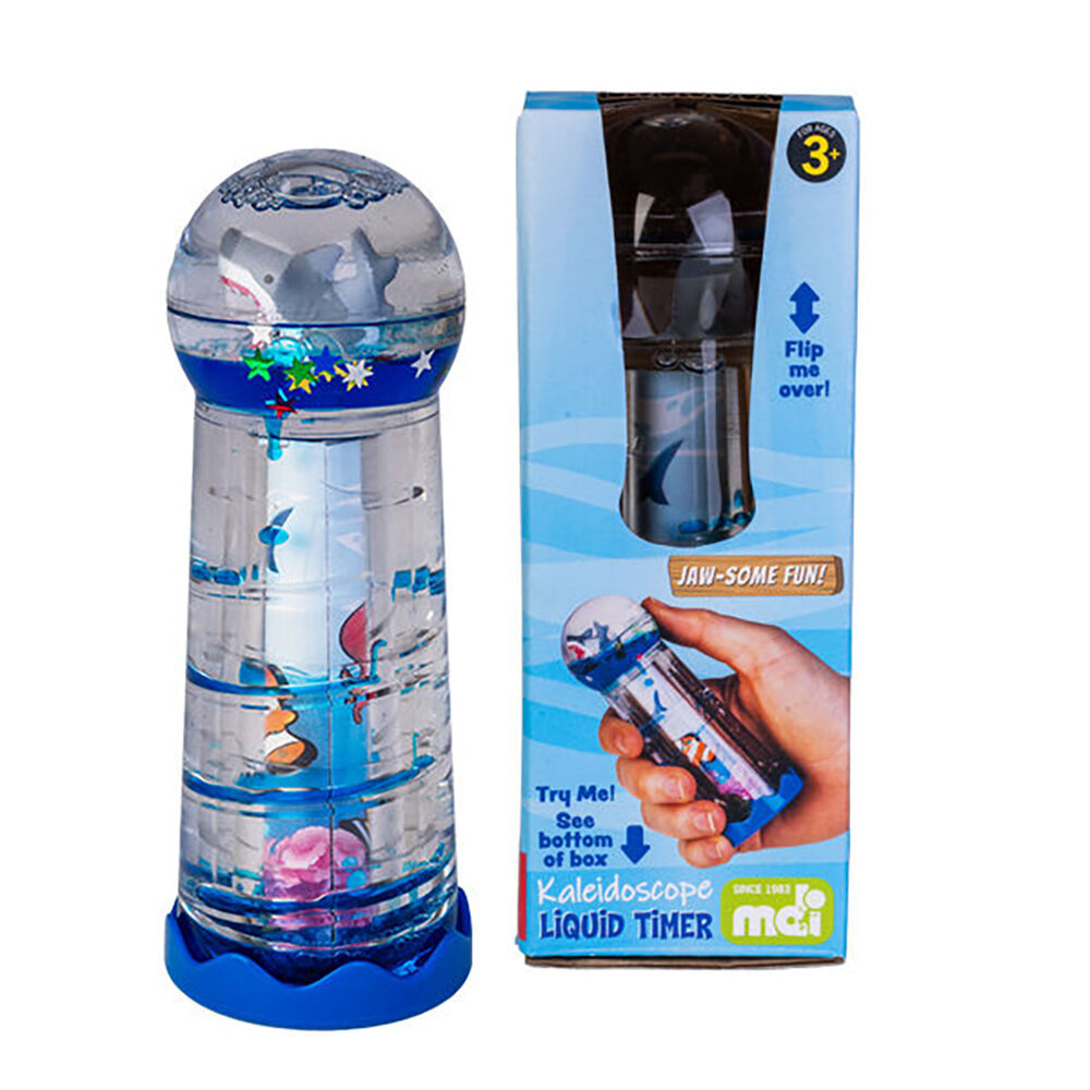 2PK Shark Bay Liquid Timer Kaleidoscope Shark Sensory Motion Toy 5x13cm