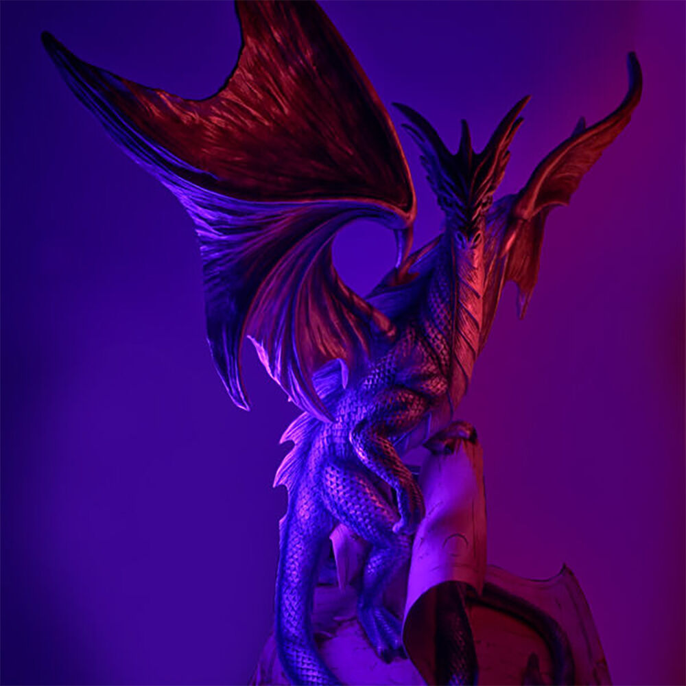 Mystical Worlds Large Blue Dragon Figurine w/ Ancient Book Display 27x41cm