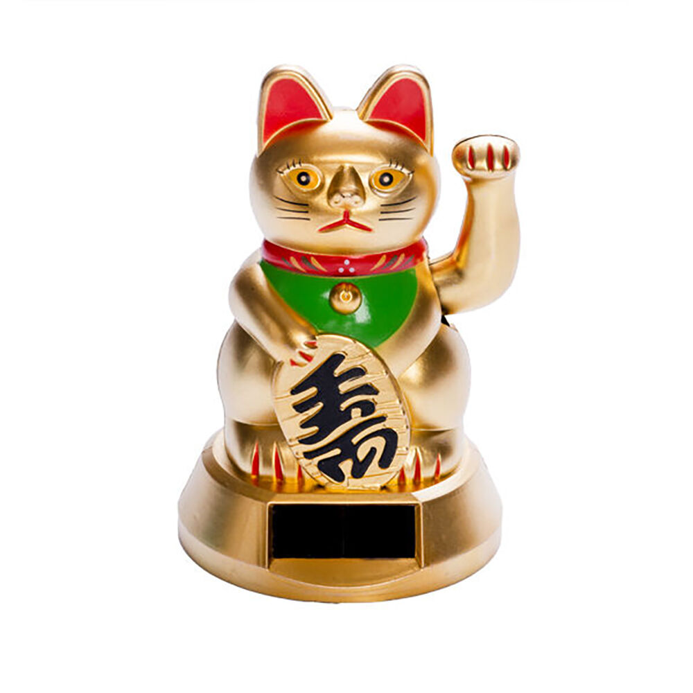 Lucky Cat Solar Dancing Golden Kitty Desk Car Dashboard Decoration Figure