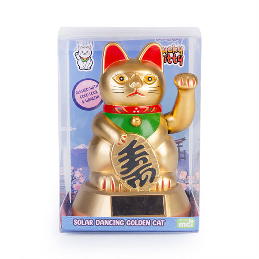 Lucky Cat Solar Dancing Golden Kitty Desk Car Dashboard Decoration Figure