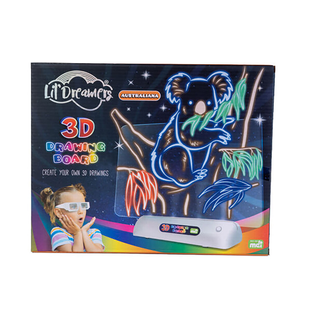 2PK Lil Dreamers Illuminate 3D Draw Board Art Set - Australiana 6y+
