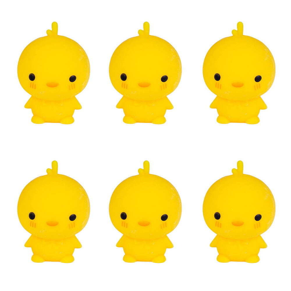 6PK Smooshos Yellow Baby Chicken Squishy Ball Childrens Toy 6.1x5.4x7cm