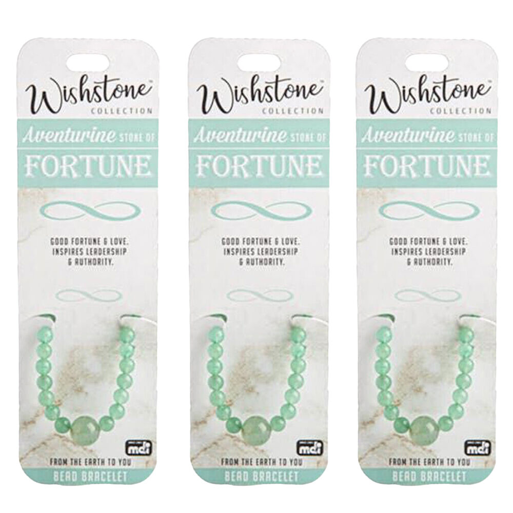 3PK Wishstone Collection Aventurine Stone of Fortune Bead Bracelet - Green