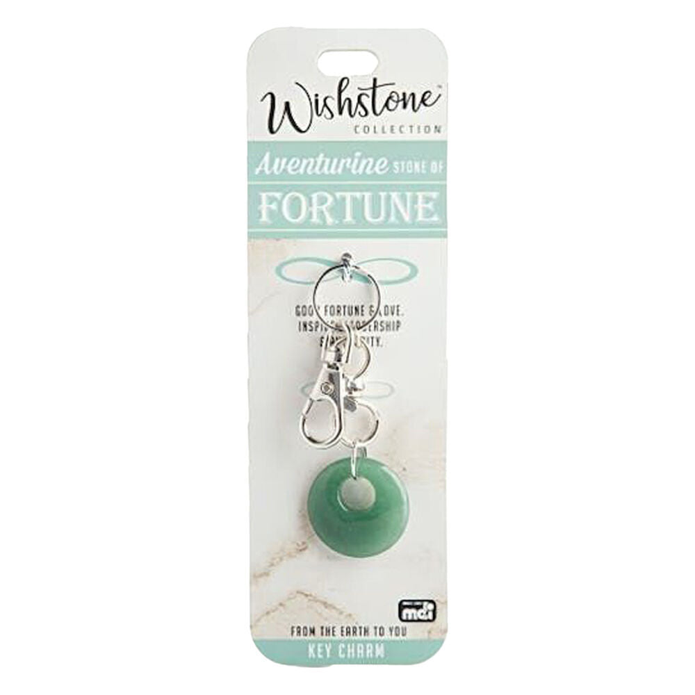 3PK Wishstone Aventurine Stone of Fortune Clip-On Key Charm - Green