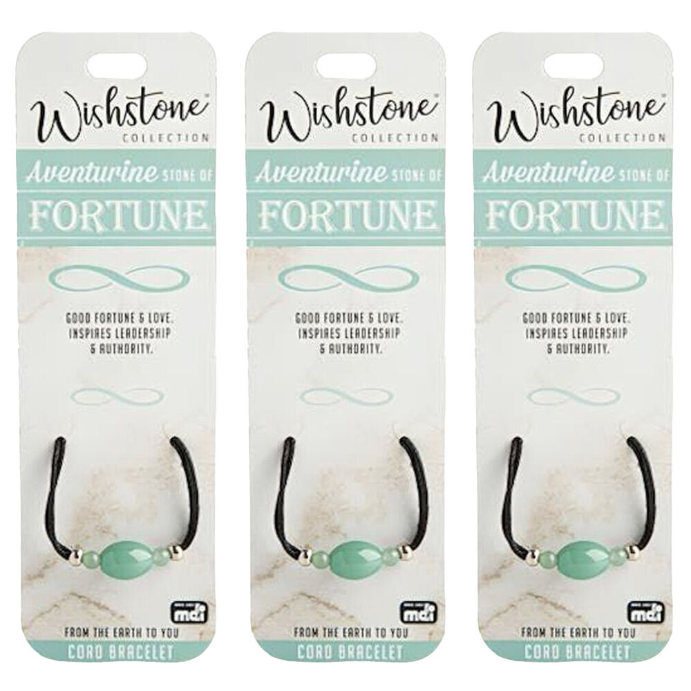 3PK Wishstone Collection Aventurine Stone of Fortune Cord Bracelet - Green