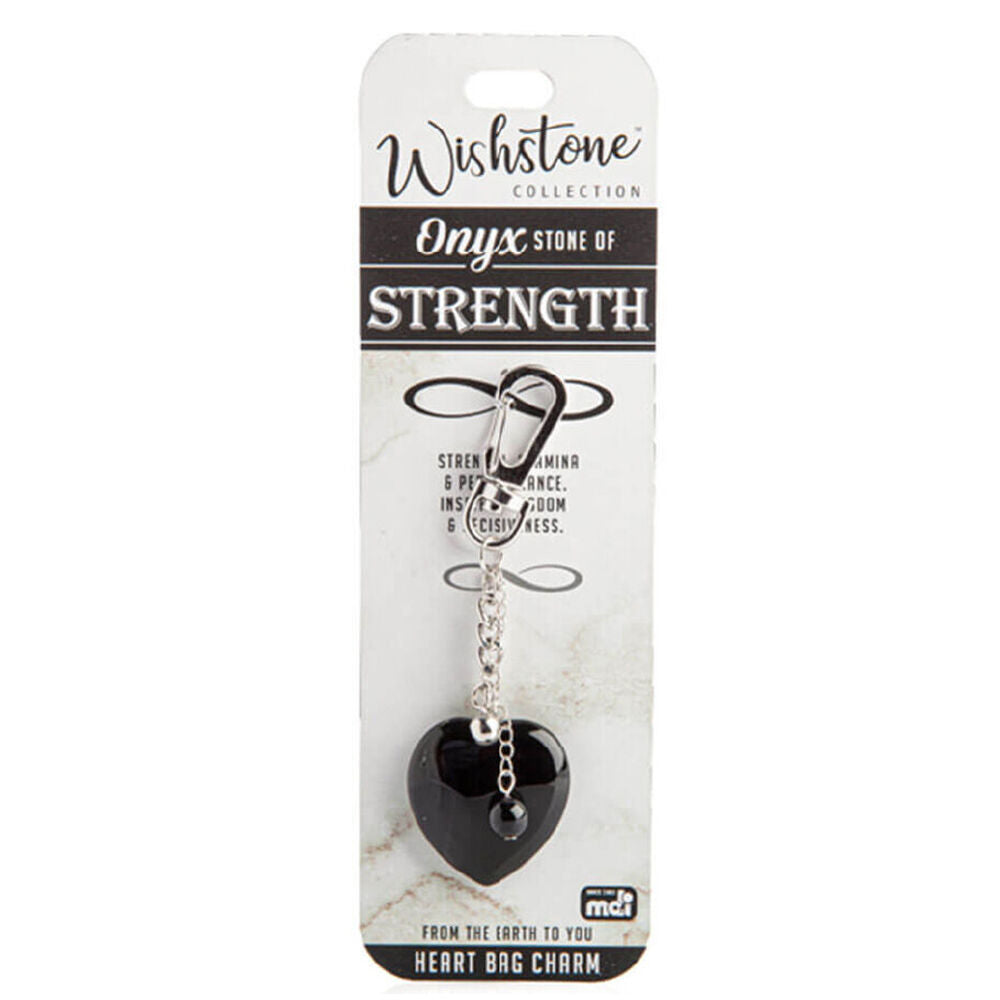 Wishstone Onyx Heart Bag Charm Strength Keychain Accessories Women Black