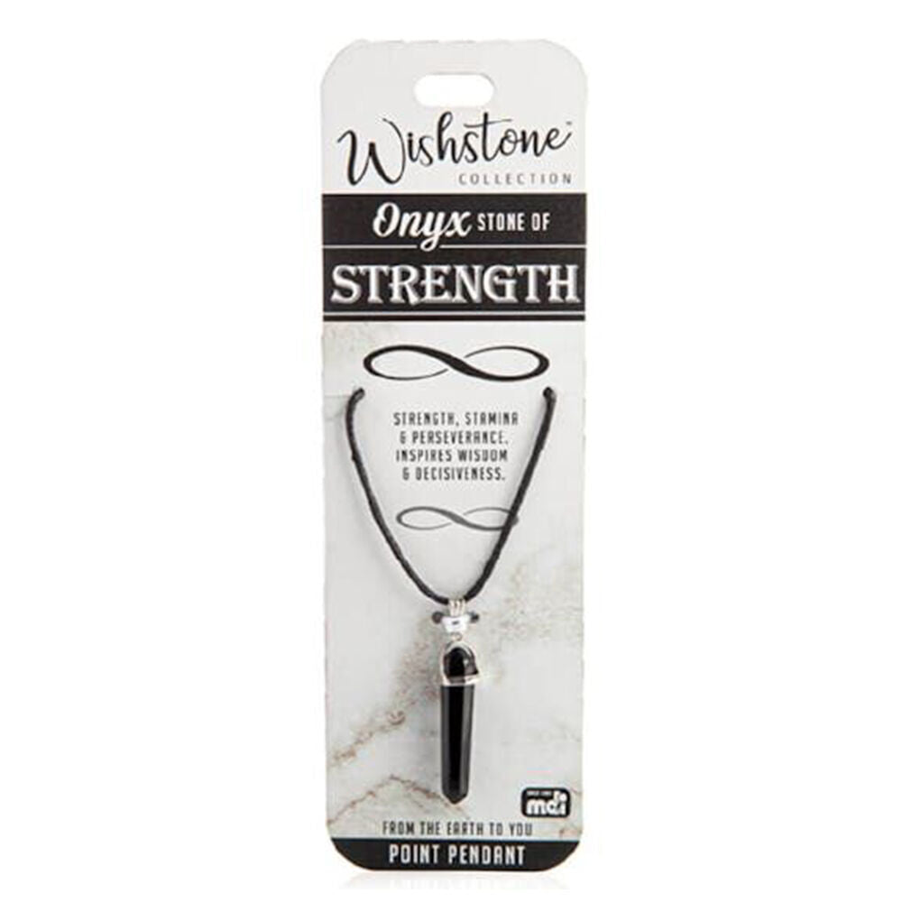 2PK Wishstone Onyx Point Pendant Necklace Stamina & Perseverance Women Black