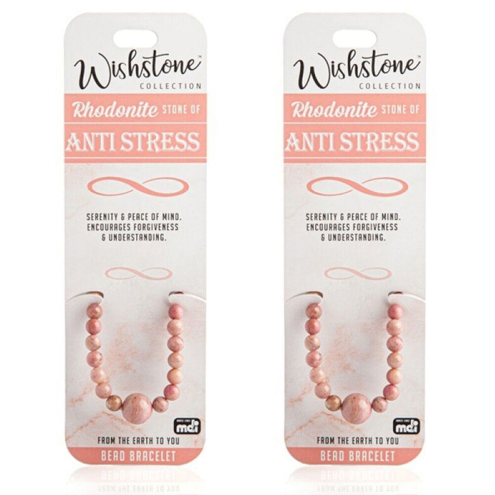 2PK Wishstone Rhodonite Stone Beaded Bracelet Women's Jewellery 4x6x1cm