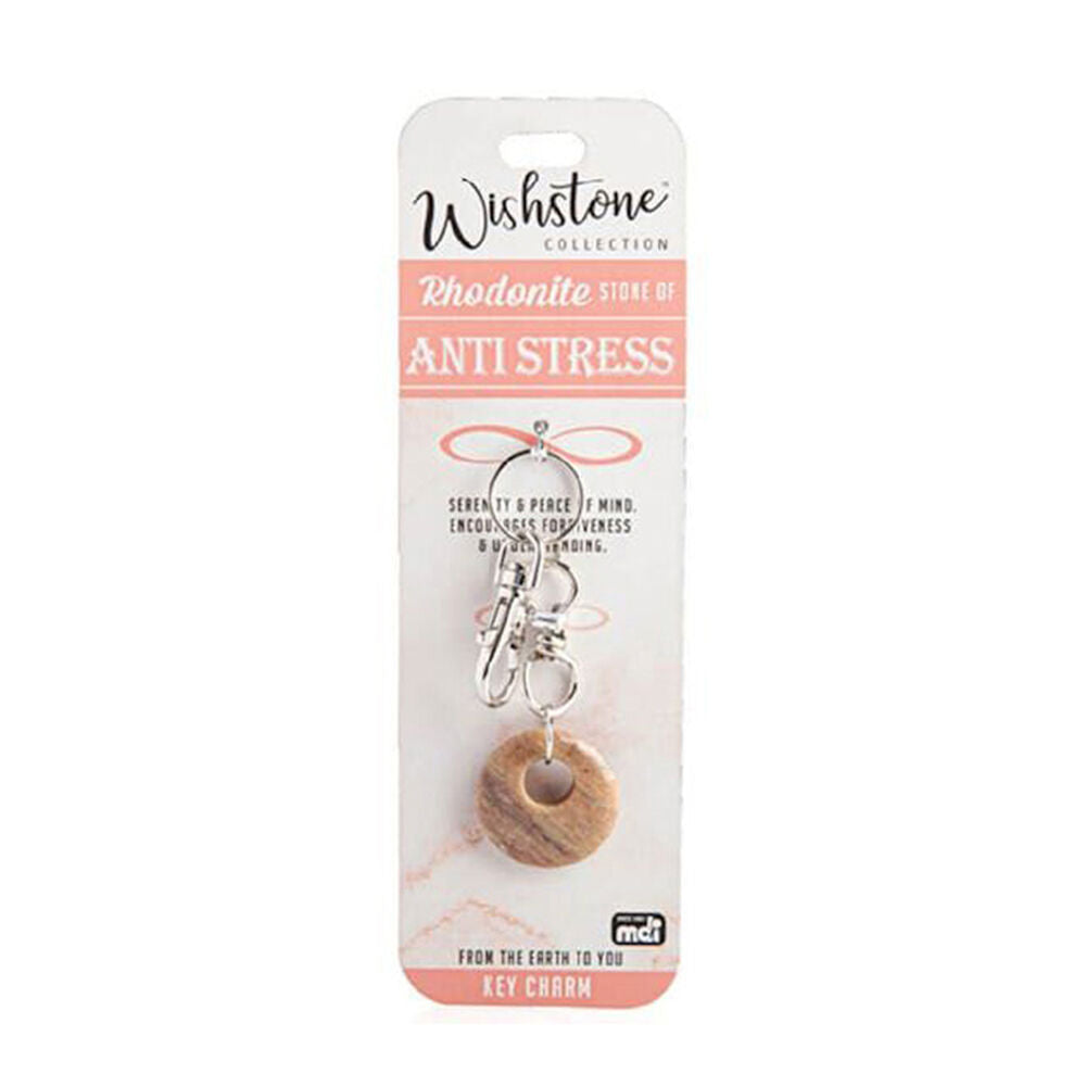 2PK Wishstone Rhodonite Stone Bag Key Charm Women's Accessory 3x11.5x1cm