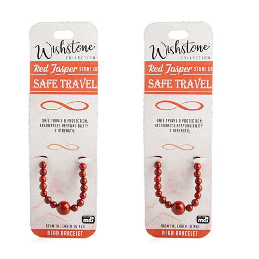 2PK Wishstone Red Jasper Stone Beaded Bracelet Women's Jewellery 4x6x1cm