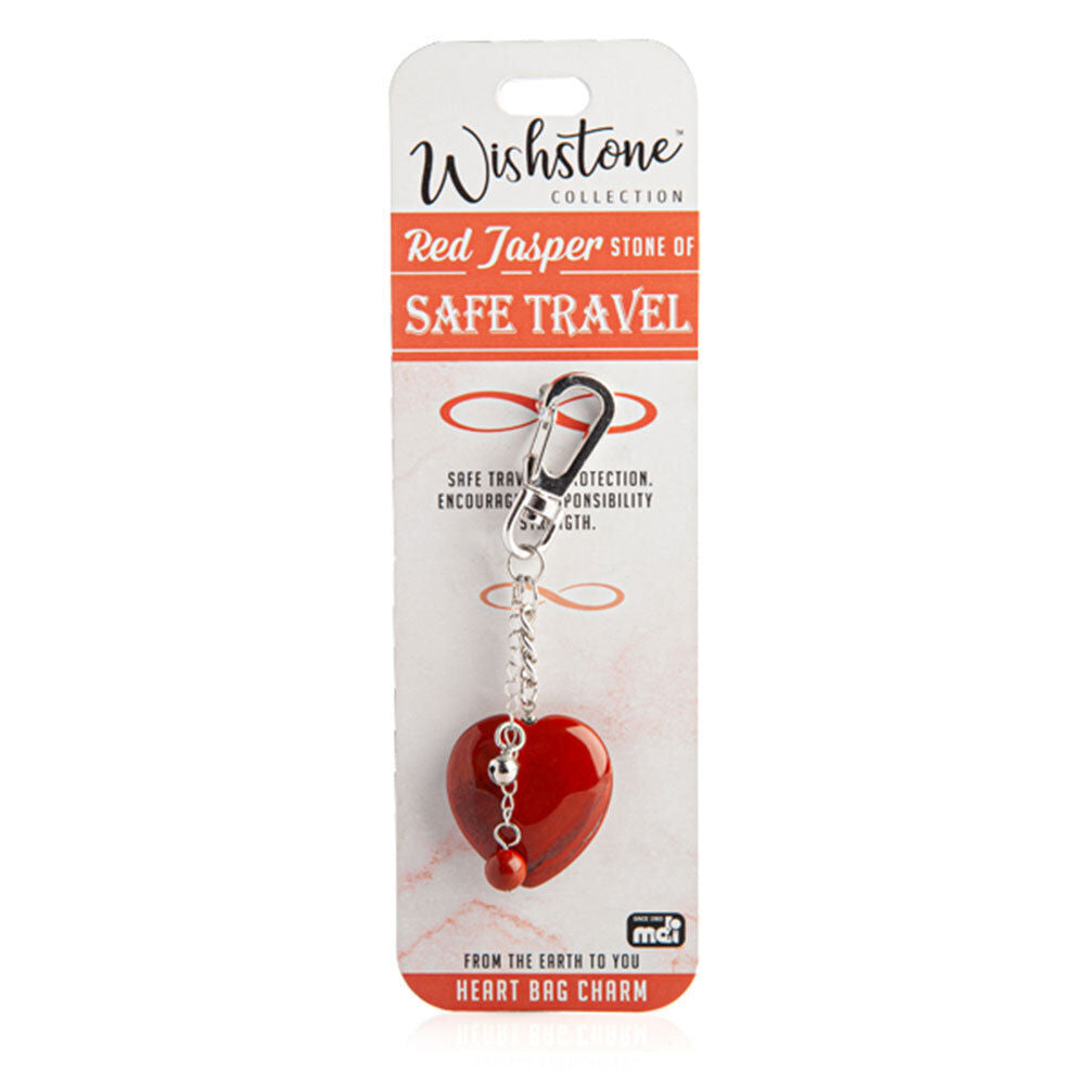 2PK Wishstone Red Jasper Stone Bag Key Charm Women's Accessory 3x11.5x1cm