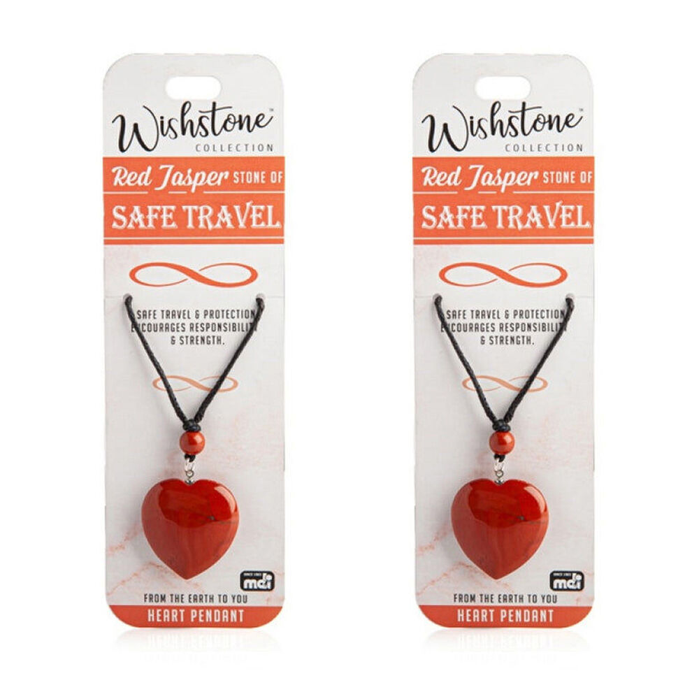 2PK Wishstone Red Jasper Stone Heart Bag Charm Women's Carabiner 4x10x1cm