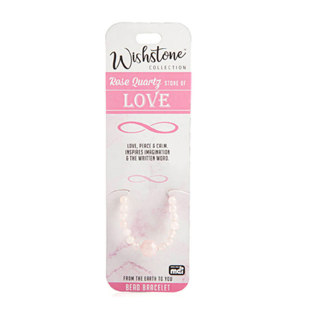 Wishstone Rose Quartz Stone Beaded Bracelet Women's Jewellery 4x6x1cm