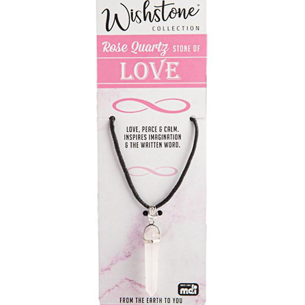 2PK Wishstone Rose Quartz Leather Cord Point Pendant Women's Necklace 1x18x1cm