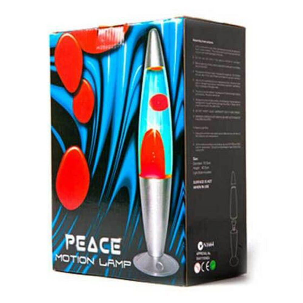 MDI Peace Motion Lamp Lava Bed Night Light Decor 10x41cm SIlver/Red/Blue