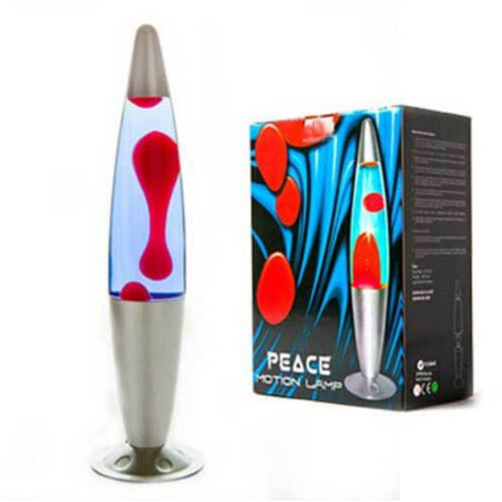 MDI Peace Motion Lamp Lava Bed Night Light Decor 10x41cm SIlver/Red/Blue