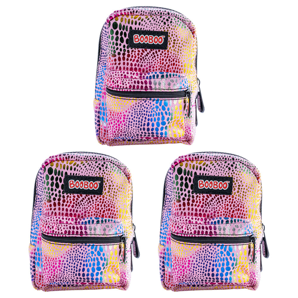 3PK MDI BooBoo Backpack Minis Rainbow Foil Pink 11x15cm 3y+