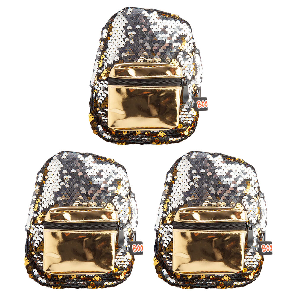 3PK MDI BooBoo Backpack Minis Sequin Gold Mini Bag 11x13cm 3y+