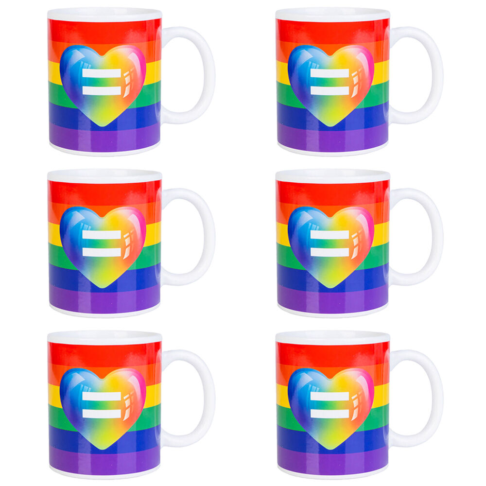 6PK Pride Ceramic Coffee Mug Drinkware 115x95mm - Rainbow
