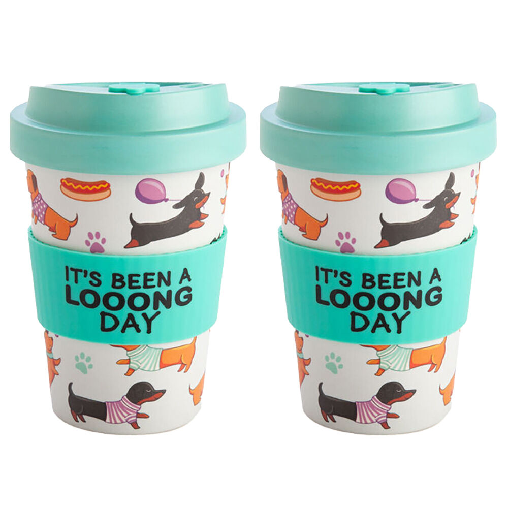 2PK Eco-To-Go Bamboo 470ml Travel Cup 6.5x14.5cm Dachshund