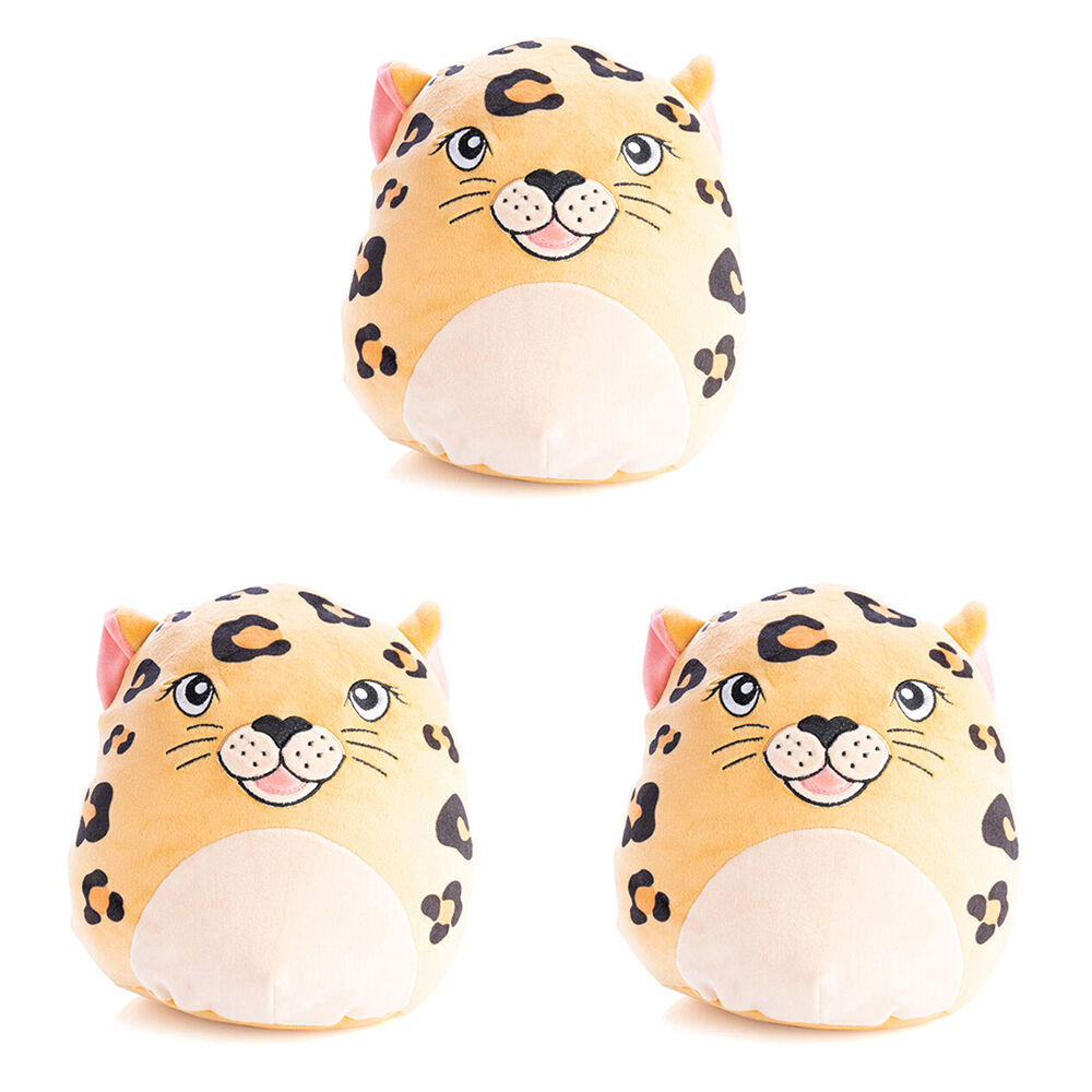 3PK Smooshos Pal Squishy Super Soft Velour Plushie Kids Toy 22x16x22cm Leopard
