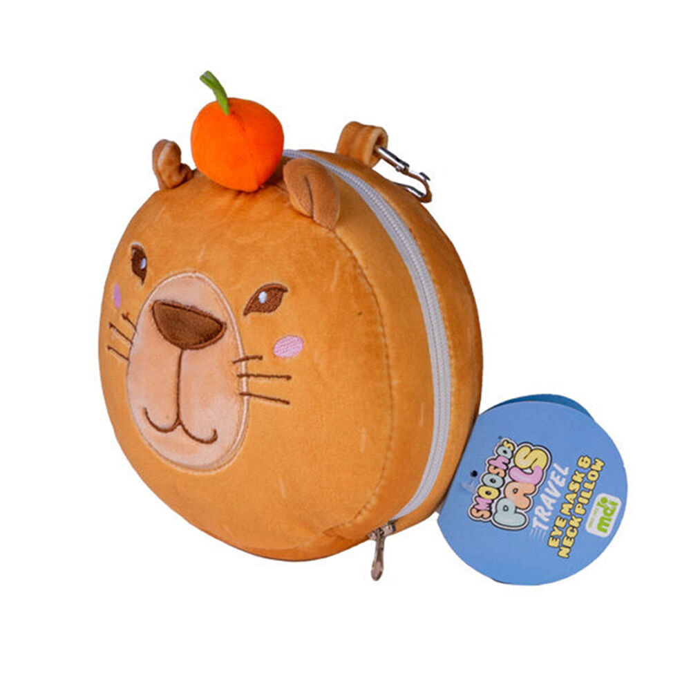 Smooshos Pal Velour Plushie Neck Pillow Kids Toy 17x15x10cm Travel Capybara