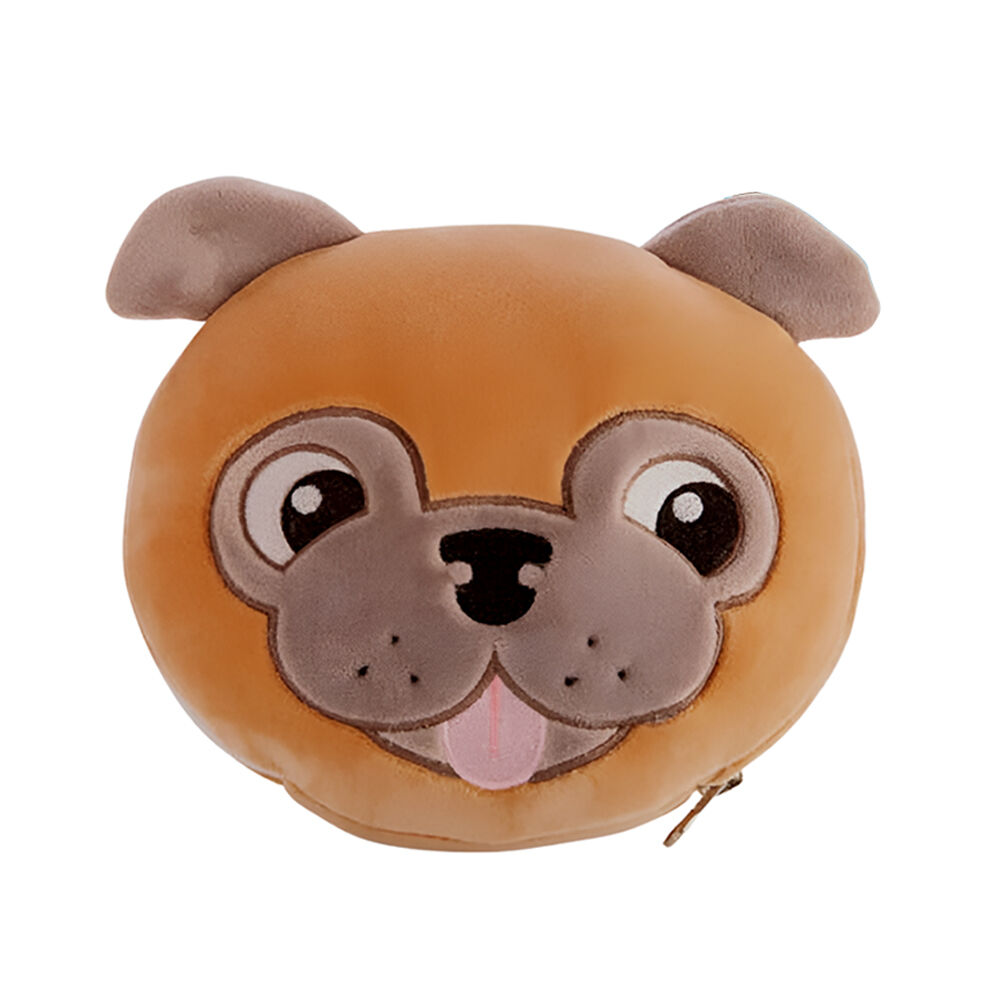 Smooshos Pal Travel 2-in-1 Eye Mask Neck Pillow Pug 17x15cm Brown