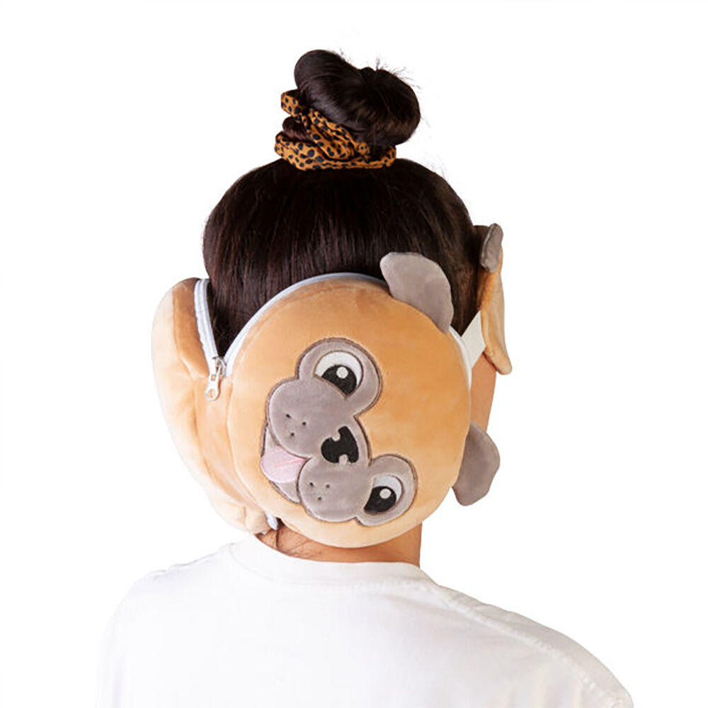 Smooshos Pal Travel 2-in-1 Eye Mask Neck Pillow Pug 17x15cm Brown