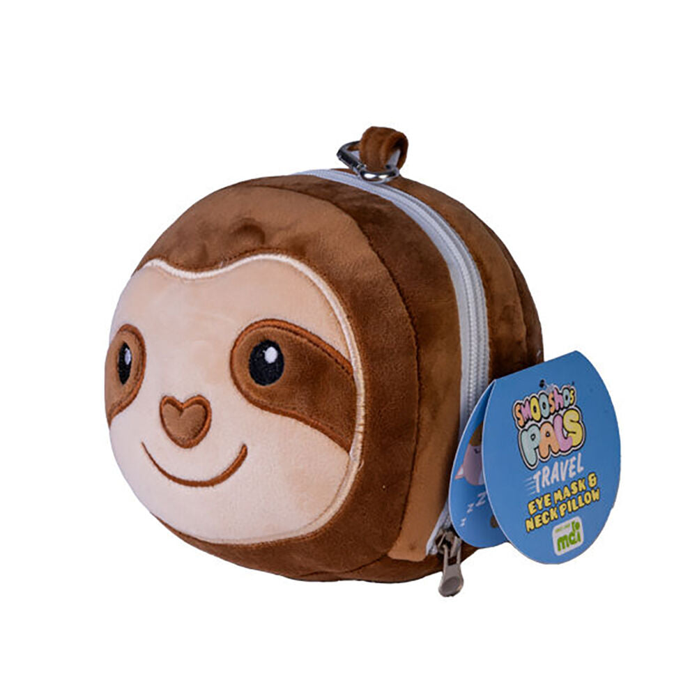 Smooshos Pal Travel 2-in-1 Eye Mask Neck Pillow Sloth 17x15cm Brown