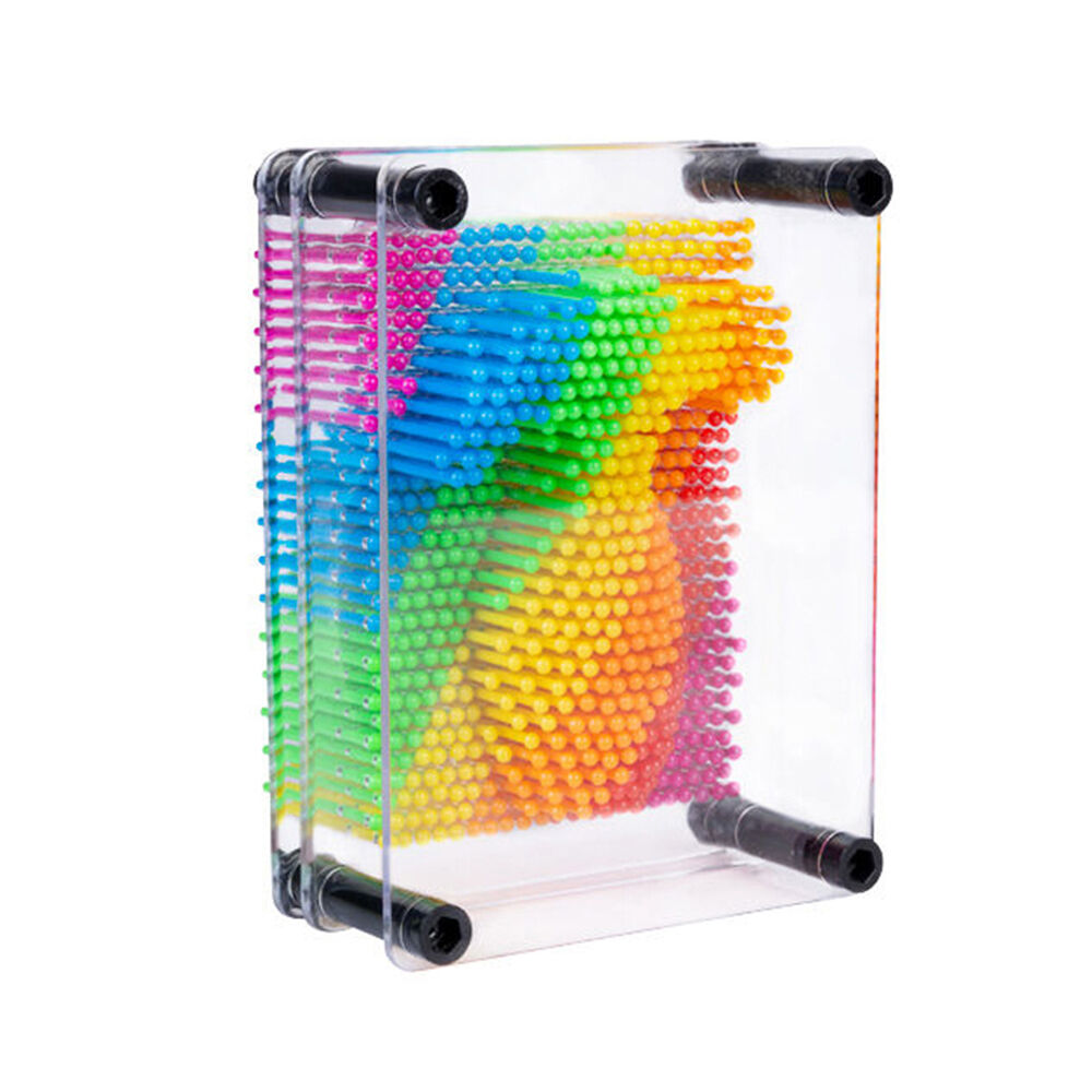 2PK MDI Bright Rainbow 3D Push Pin Art Small Kids Desktop Toy 12.5x9x6.5cm