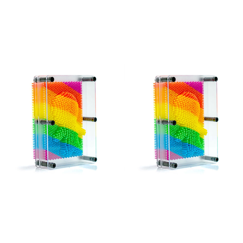 2PK MDI Bright Rainbow 3D Push Pin Art Kids Desktop Toy 12.5x5.5x17.8cm